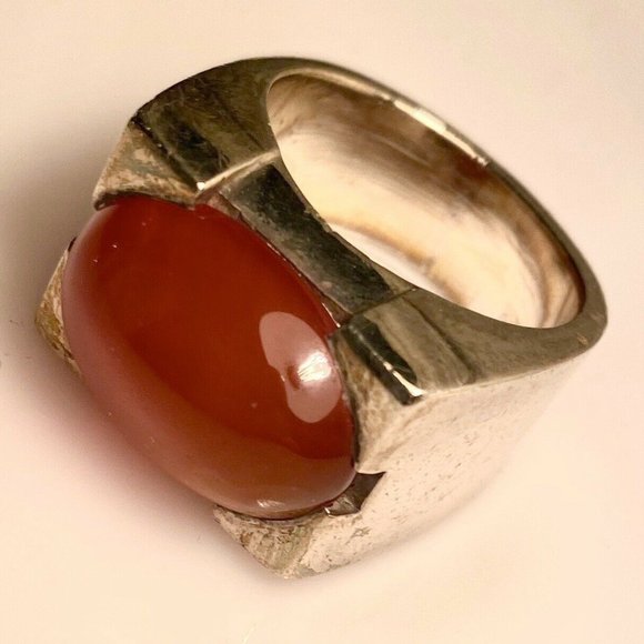 Other - ORANGE Carnelian Silver 925 Ring 8.5
